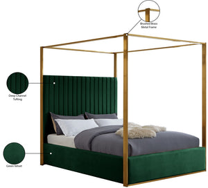 Jones Velvet / Engineered Wood / Stainless Steel / Foam Contemporary Green Velvet Queen Bed - 66.5" W x 86.5" D x 79" H