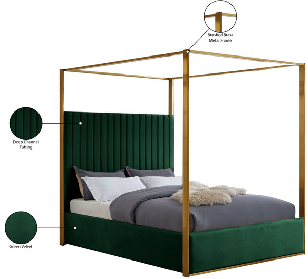 Jones Velvet / Engineered Wood / Stainless Steel / Foam Contemporary Green Velvet Queen Bed - 66.5" W x 86.5" D x 79" H