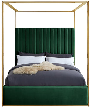 Jones Velvet / Engineered Wood / Stainless Steel / Foam Contemporary Green Velvet Queen Bed - 66.5" W x 86.5" D x 79" H