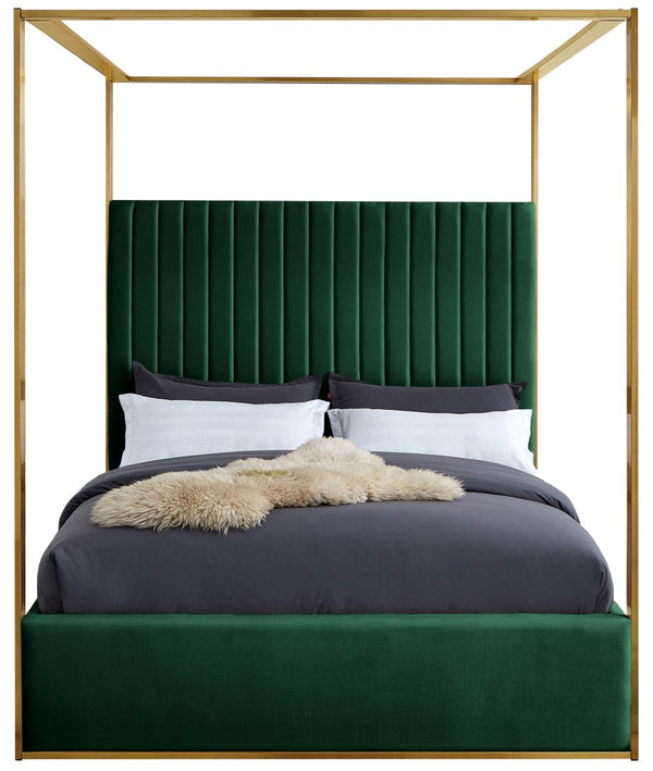 Jones Velvet / Engineered Wood / Stainless Steel / Foam Contemporary Green Velvet Queen Bed - 66.5" W x 86.5" D x 79" H