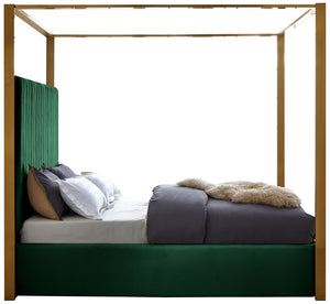 Jones Velvet / Engineered Wood / Stainless Steel / Foam Contemporary Green Velvet Queen Bed - 66.5" W x 86.5" D x 79" H
