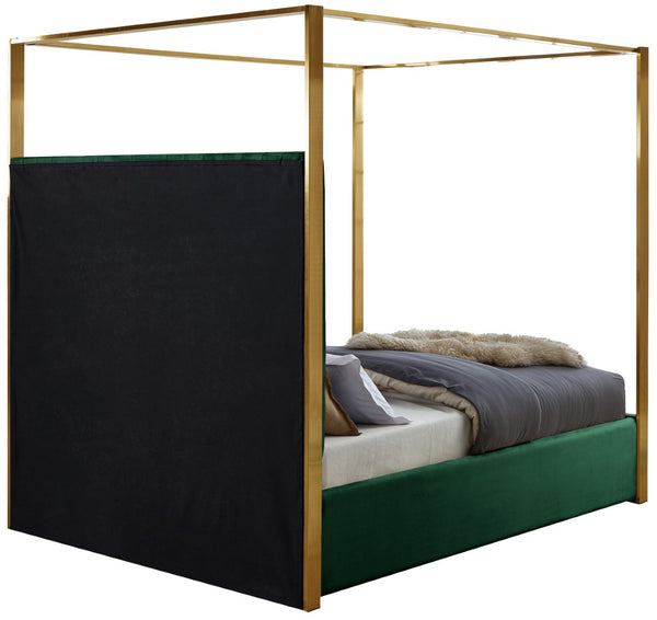 Jones Velvet / Engineered Wood / Stainless Steel / Foam Contemporary Green Velvet Queen Bed - 66.5" W x 86.5" D x 79" H