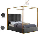 Jones Velvet / Engineered Wood / Stainless Steel / Foam Contemporary Grey Velvet King Bed - 82.5" W x 86.5" D x 79" H