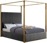 Jones Velvet / Engineered Wood / Stainless Steel / Foam Contemporary Grey Velvet King Bed - 82.5" W x 86.5" D x 79" H