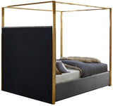 Jones Velvet / Engineered Wood / Stainless Steel / Foam Contemporary Grey Velvet Queen Bed - 66.5" W x 86.5" D x 79" H