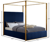 Jones Velvet / Engineered Wood / Stainless Steel / Foam Contemporary Navy Velvet King Bed - 82.5" W x 86.5" D x 79" H