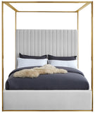 Jones Faux Leather / Stainless Steel / Engineered Wood / Foam Contemporary White Faux Leather King Bed - 82.5" W x 86.5" D x 79" H