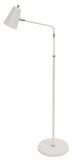 Kirby LED adjustable floor lamp in white with satin nickel accents