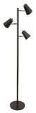 Kirby LED three light floor lamp in black with satin nickel accents