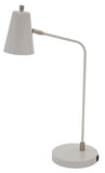 Kirby LED task lamp in gray with satin nickel accents and USB port