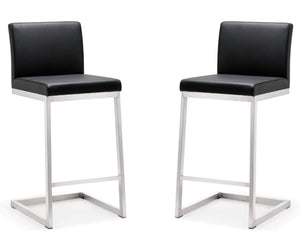 Parma Stainless Steel Counter Stool - Set of 2 Black TOV-K3604