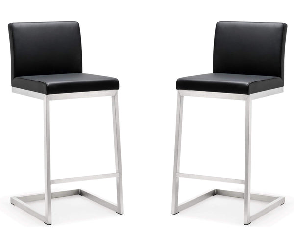 Parma Stainless Steel Counter Stool - Set of 2 Black TOV-K3604