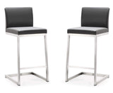 Parma Stainless Steel Counter Stool - Set of 2 Grey TOV-K3606