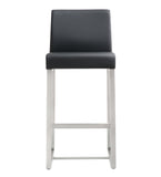 Denmark Stainless Steel Counter Stool (Set of 2) Black TOV-K3633