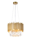 Bethel Gold Chandelier in Stainless Steel & Crystal