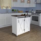 Sei Furniture Leshire Barn Door Kitchen Cart Ka1068834