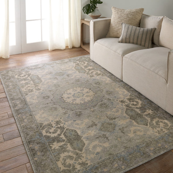 Jaipur Living Kai Modify KAI12 Hand Knotted 100% Wool Medallion Area Rug Sage 100% Wool RUG155923