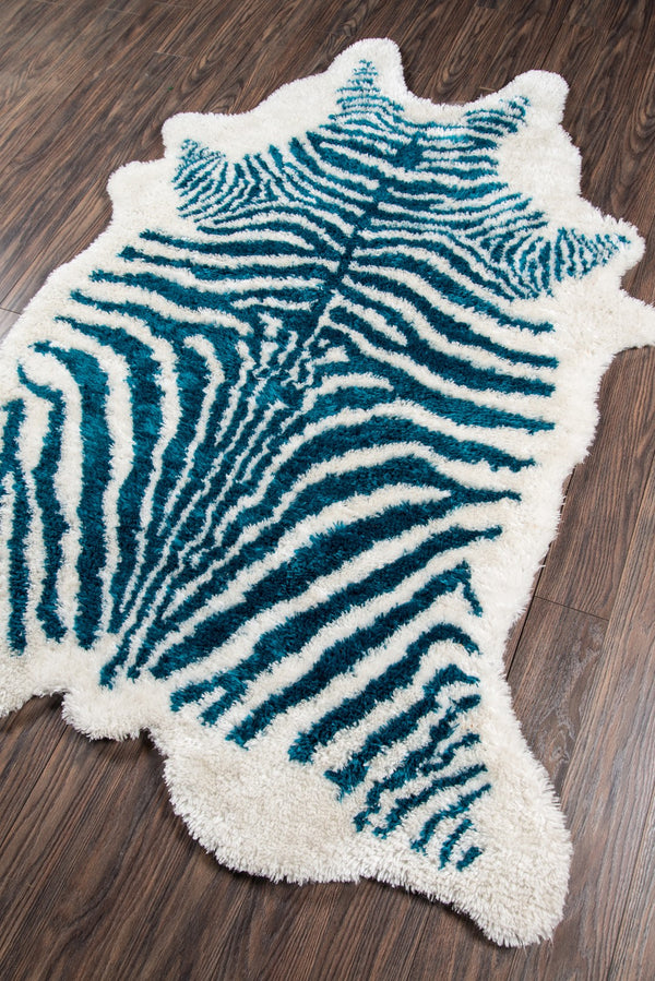 Momeni Novogratz Kalahari KAL-1 Hand Tufted Contemporary Animal Print Indoor Area Rug Turquoise 7'6" x 9'6" KALAHKAL-1TQS7696