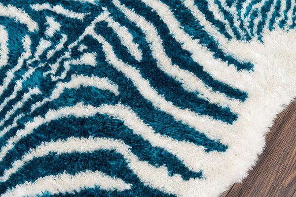 Momeni Novogratz Kalahari KAL-1 Hand Tufted Contemporary Animal Print Indoor Area Rug Turquoise 7'6" x 9'6" KALAHKAL-1TQS7696
