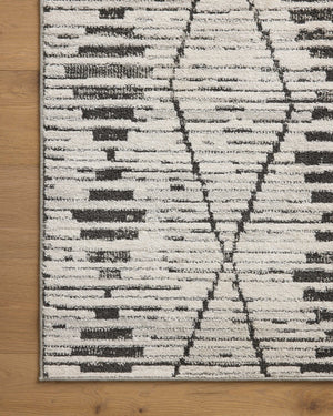 Loloi Rugs Loloi II Kamala KAM-02 100% Polyester Pile Power Loomed Transitional Runner Rug Charcoal / Dove 26.0365 KAMAKAM-02CCDV27C0