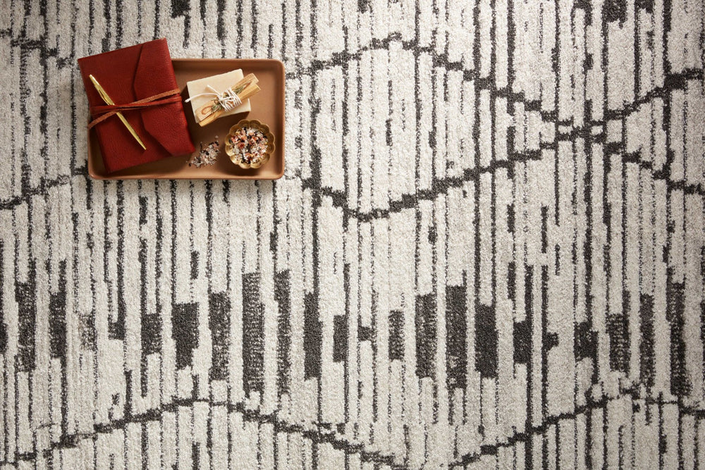 Loloi Rugs Loloi II Kamala KAM-02 100% Polyester Pile Power Loomed Transitional Runner Rug Charcoal / Dove 26.0365 KAMAKAM-02CCDV27C0