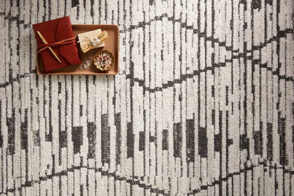 Loloi Rugs Loloi II Kamala KAM-02 100% Polyester Pile Power Loomed Transitional Runner Rug Charcoal / Dove 26.0365 KAMAKAM-02CCDV27C0