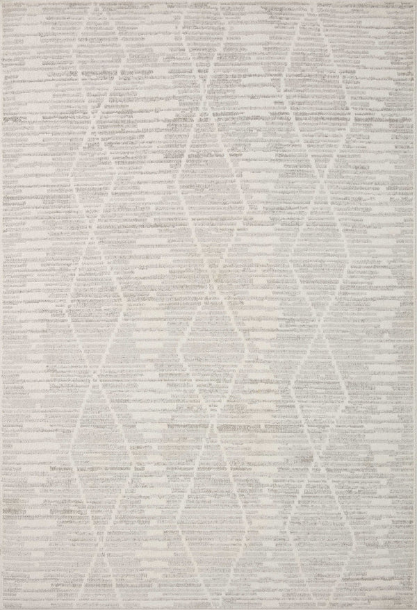 Loloi Rugs Loloi II Kamala KAM-02 100% Polyester Pile Power Loomed Transitional Runner Rug Ivory / Silver 26.0365 KAMAKAM-02IVSI27C0