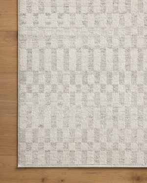 Loloi Rugs Loloi II Kamala KAM-05 100% Polyester Pile Power Loomed Transitional Runner Rug Ivory / Grey 26.0365 KAMAKAM-05IVGY27C0