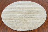 Chandra Rugs Kapaa 75% Wool + 25% Polyester Hand-Woven Contemporary Shag Rug Cream/Beige 7'9 Round