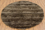 Chandra Rugs Kapaa 75% Wool + 25% Polyester Hand-Woven Contemporary Shag Rug Brown/Tan/Taupe 7'9 Round