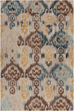 Chandra Rugs Kara 100% Wool Hand-Tufted Contemporary Rug Blue/Brown/Beige/Orange 9' x 13'