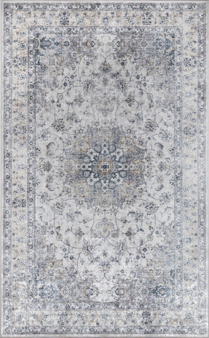 Momeni Karachi KAR-7 Machine Made Traditional Medallion Indoor Area Rug Grey 8' x 10' KARACKAR-7GRY80A0