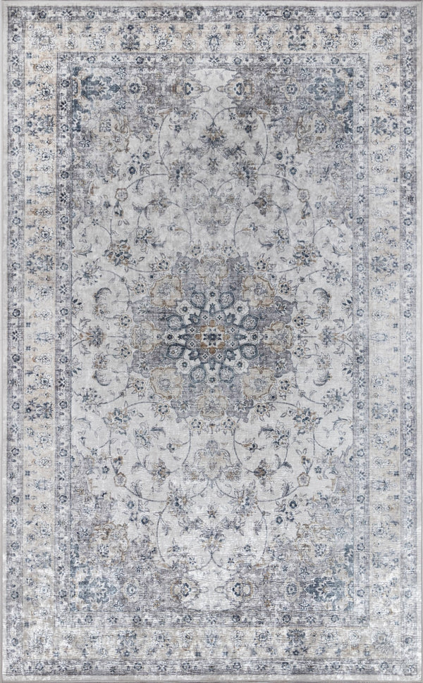 Momeni Karachi KAR-7 Machine Made Traditional Medallion Indoor Area Rug Grey 8' x 10' KARACKAR-7GRY80A0