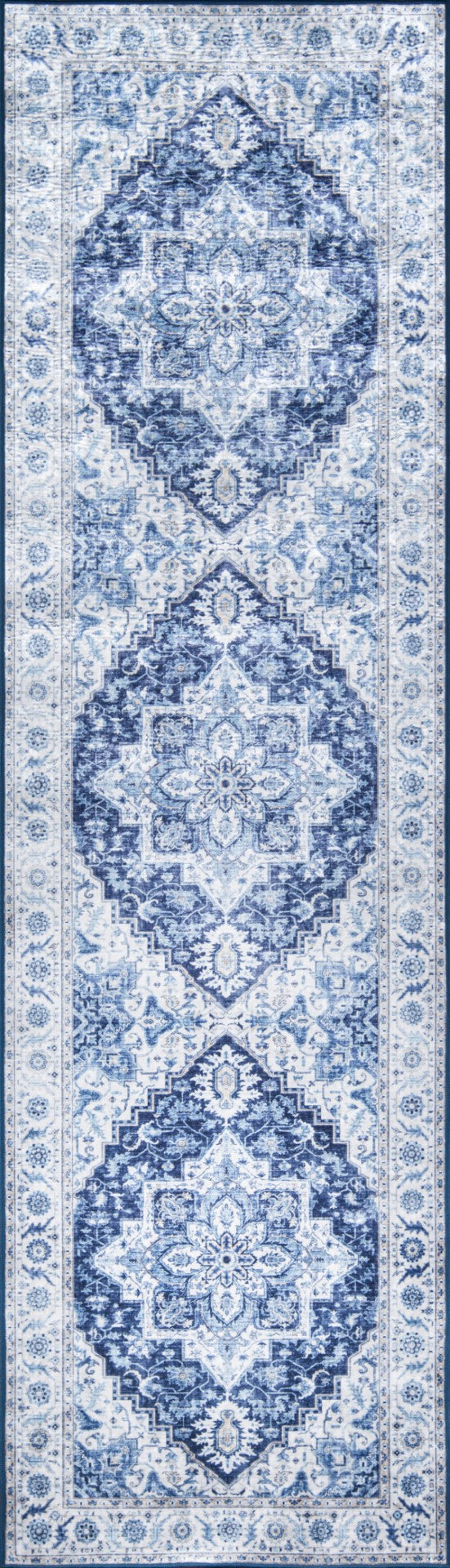 Momeni Karachi KAR-8 Machine Made Traditional Medallion Indoor Area Rug Blue 8' x 10' KARACKAR-8BLU80A0