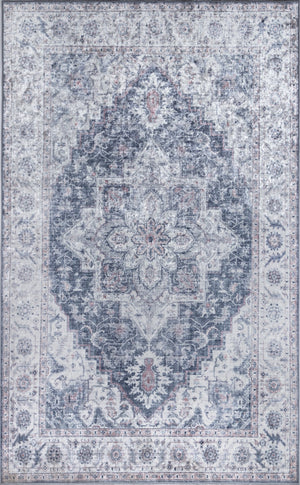 Momeni Karachi KAR-8 Machine Made Traditional Medallion Indoor Area Rug Grey 8' x 10' KARACKAR-8GRY80A0