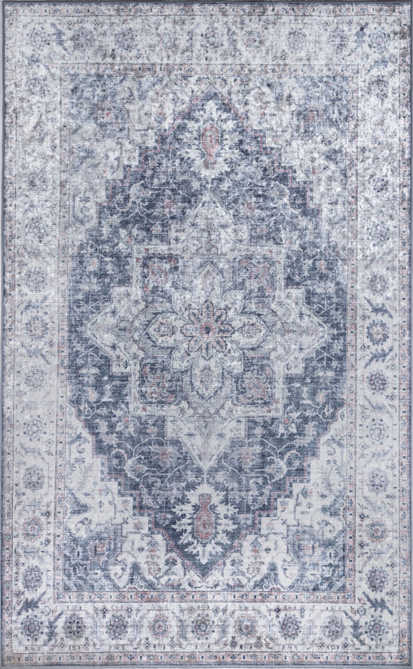 Momeni Karachi KAR-8 Machine Made Traditional Medallion Indoor Area Rug Grey 8' x 10' KARACKAR-8GRY80A0