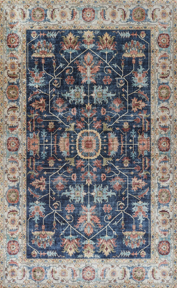 Momeni Karachi KAR-9 Machine Made Traditional Oriental Indoor Area Rug Navy 8' x 10' KARACKAR-9NVY80A0