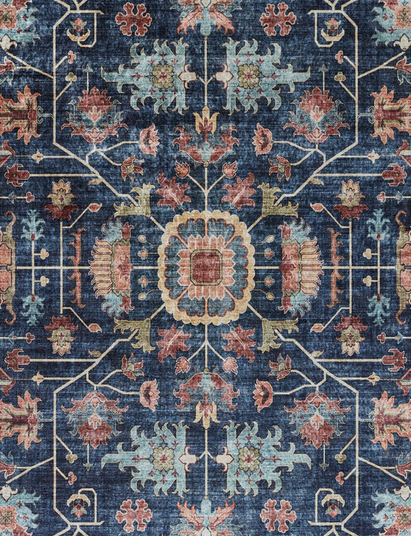 Momeni Karachi KAR-9 Machine Made Traditional Oriental Indoor Area Rug Navy 8' x 10' KARACKAR-9NVY80A0