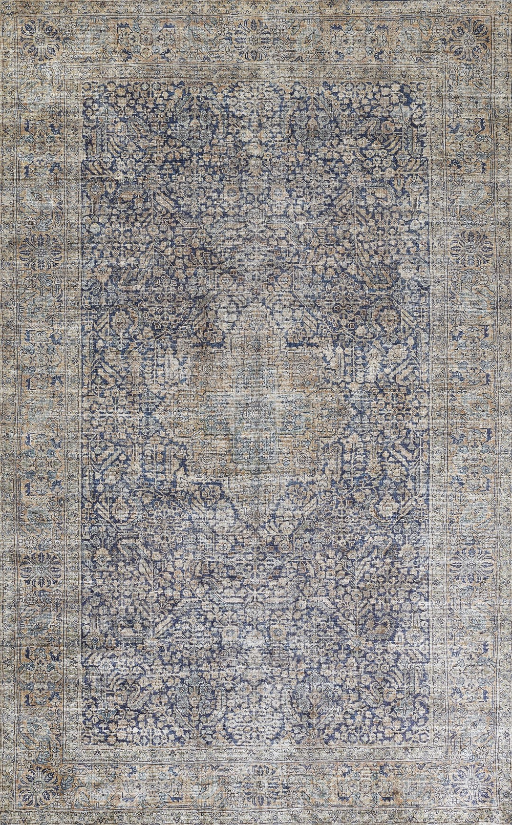 Momeni Karachi KAR10 Machine Made Traditional Medallion Indoor Area Rug Blue 8' x 10' KARACKAR10BLU80A0