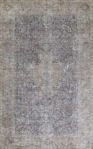 Momeni Karachi KAR10 Machine Made Traditional Medallion Indoor Area Rug Blue 8' x 10' KARACKAR10BLU80A0