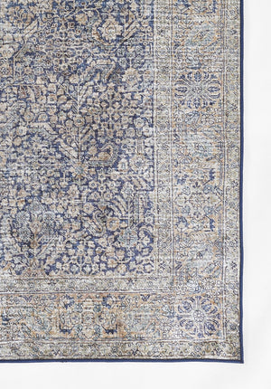 Momeni Karachi KAR10 Machine Made Traditional Medallion Indoor Area Rug Blue 8' x 10' KARACKAR10BLU80A0