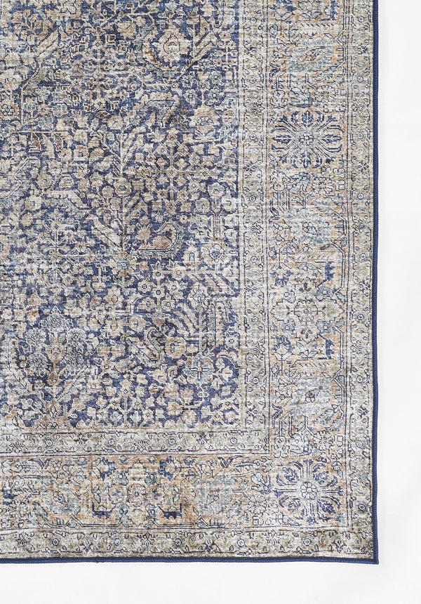 Momeni Karachi KAR10 Machine Made Traditional Medallion Indoor Area Rug Blue 8' x 10' KARACKAR10BLU80A0