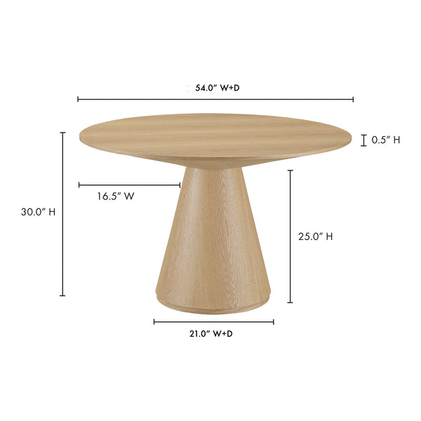 Moe's Home Otago Dining Table 54In Round Oak KC-1029-24