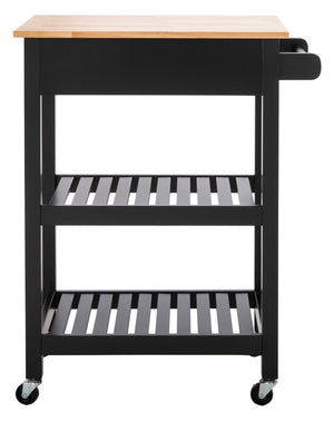 O'Neill 1 Drawer 2 Shelf Kitchen Cart Black / Natural  Wood KCH8700A