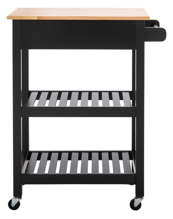 O'Neill 1 Drawer 2 Shelf Kitchen Cart Black / Natural  Wood KCH8700A