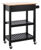 O'Neill 1 Drawer 2 Shelf Kitchen Cart Black / Natural  Wood KCH8700A