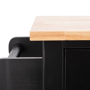 O'Neill 1 Drawer 2 Shelf Kitchen Cart Black / Natural  Wood KCH8700A