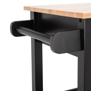 O'Neill 1 Drawer 2 Shelf Kitchen Cart Black / Natural  Wood KCH8700A