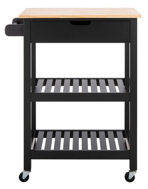 O'Neill 1 Drawer 2 Shelf Kitchen Cart Black / Natural  Wood KCH8700A