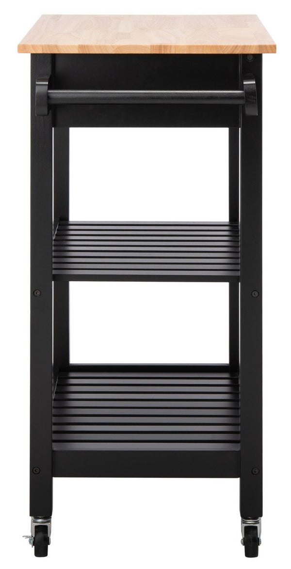 O'Neill 1 Drawer 2 Shelf Kitchen Cart Black / Natural  Wood KCH8700A